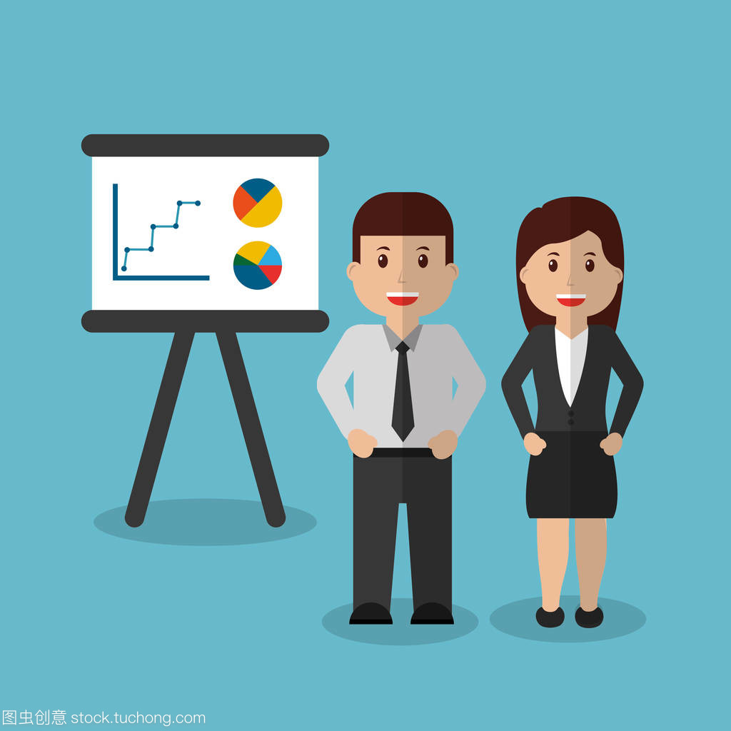 商人和女实业家工人展示板图