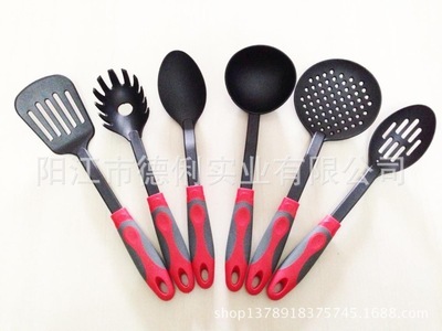 【专业生产出口不黏锅尼龙厨具六件套 欧式手柄环保厨具 尼龙铲】价格,厂家,图片,锅铲,阳江市德俐实业-